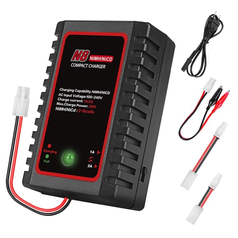 HTRC Chargeur Nimh pour Batterie Nimh/NiCD (2-8s),Chargeur Intelligent pour Drone de Bateau de Voiture Airsoft RC, Chargeur RC p