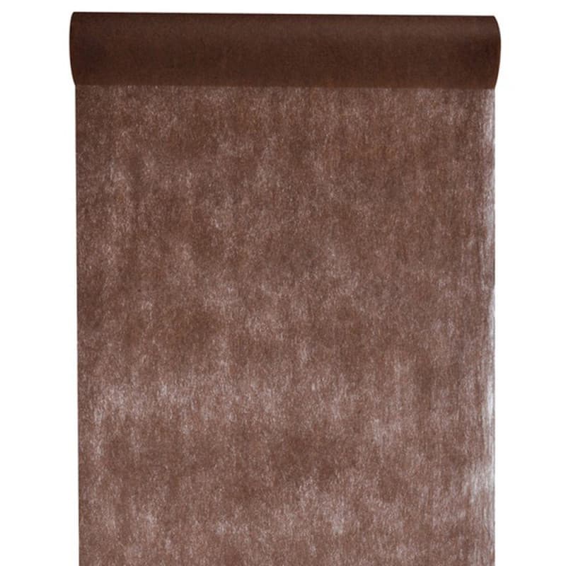 Chemin de Table Tissu Non Tissé Uni Chocolat - Rouleau de 10 m - Largeur: 30 cm