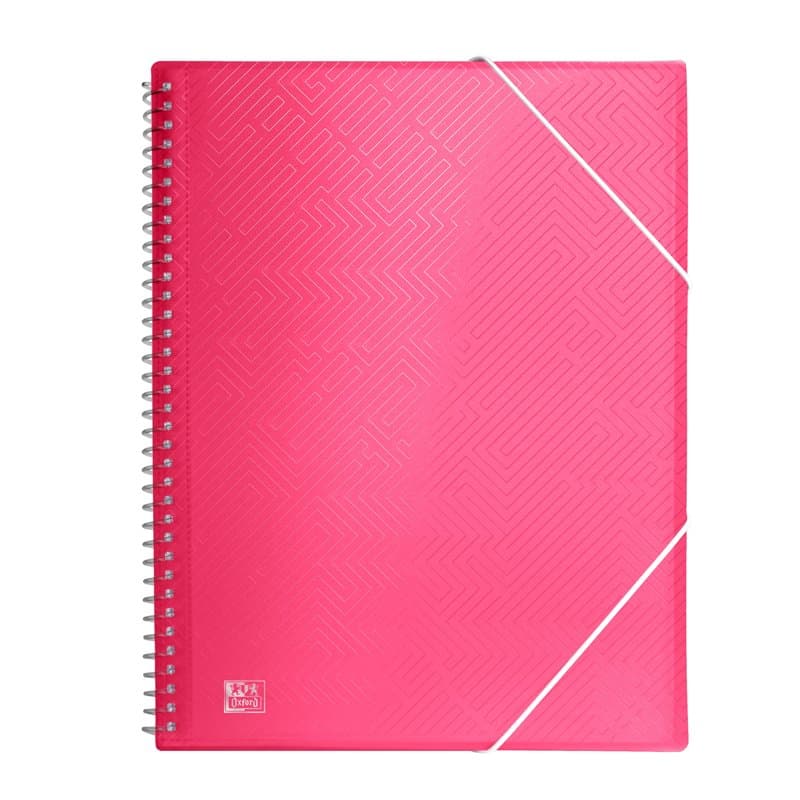 Oxford, Classeur à pochettes plastique A4, 30 pochettes transparentes, couleur rose