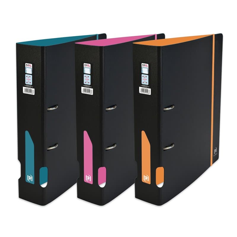 OXFORD Classeur à Levier For Students A4XL Dos 70mm 2 Anneaux Couverture Polypro Expansé Coloris Bicolores Assortis