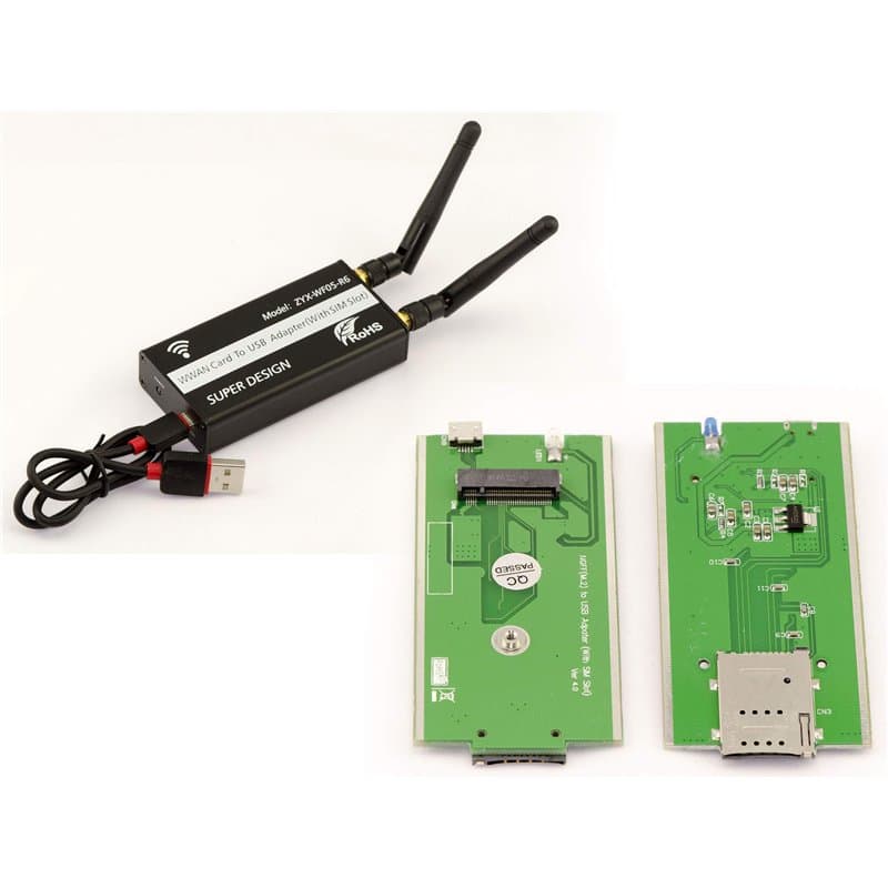 KALEA-INFORMATIQUE Adaptateur USB pour Carte M.2 WWAN LTE (M2 Socket 2 SSIC-Base WWAN), avec Emplacement Carte SIM, Compatible 3