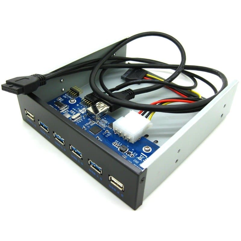 KALEA-INFORMATIQUE Façade Avant Type Baie avec 4 Ports USB 3.0 et 2 Ports USB 2.0 pour Emplacement CDROM 5.25. USB3 Superspeed 5