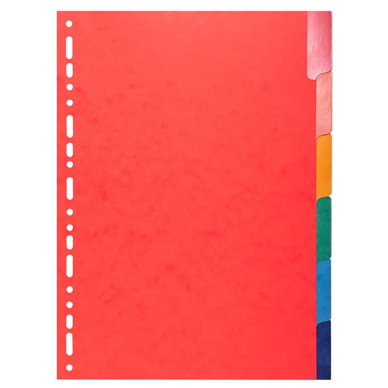 Exacompta - Réf. 2206E - Carton de 25 Intercalaires en carte lustrée 225g/m2 FSC® avec 6 onglets neutres en couleurs - renforcés