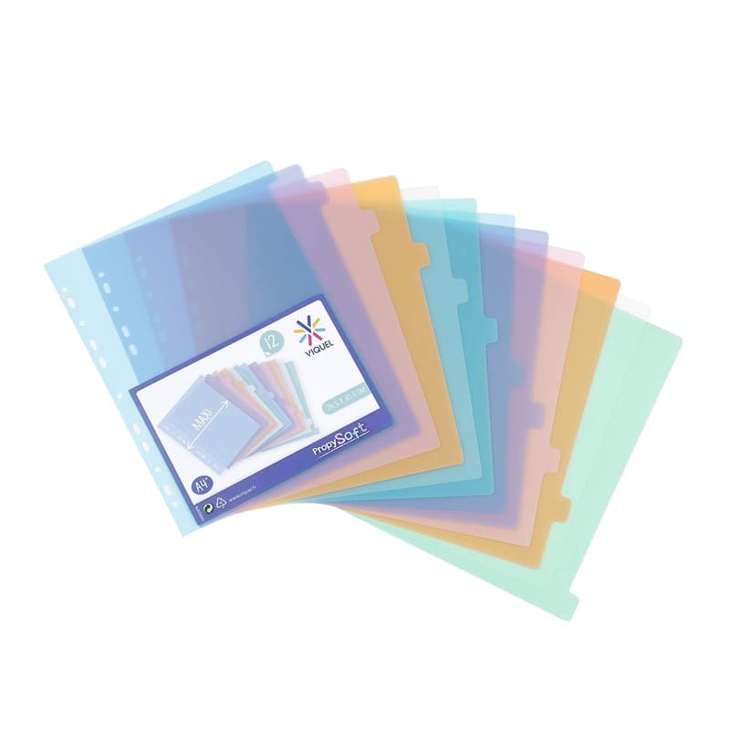 Viquel - Lot de 12 intercalaires en plastique - Maxi format (24,5x30,5cm) - Pour classeur A4 Maxi format ou classeur à levier