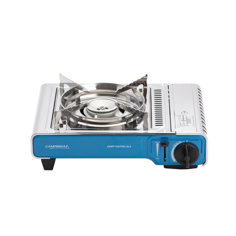 Campingaz Camp Bistro DLX Réchaud à Gaz, Réchaud Camping Compact à Allumage Piézo, Réchaud à Cartouches Robuste à Protection Ant