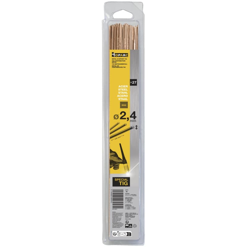 GYS - 27 Baguettes TIG acier ER70S-6/W3Si1 (0,33 m) Ø 2,4 mm - Blister