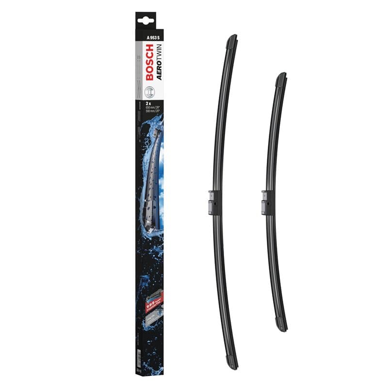 Bosch Balais d'Essuie–Glace Plats Aerotwin A953S, Longueur: 650mm/500mm – 1 Paire de Balais avant