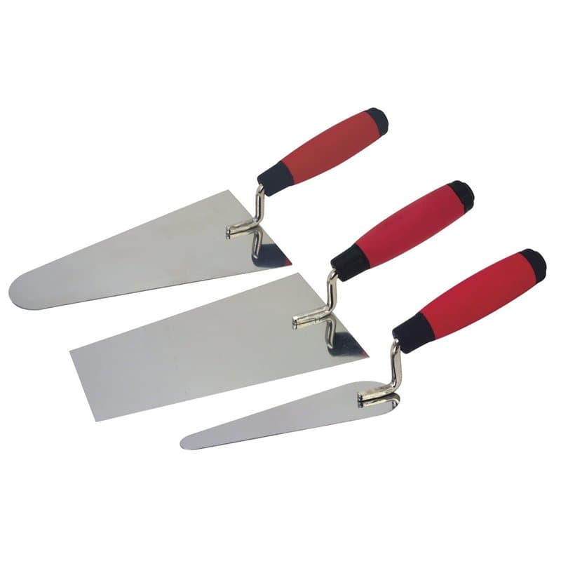 Cogex 48313 Truelle assortie inox Manche bi-matière, Argent,Rouge - lot de 3