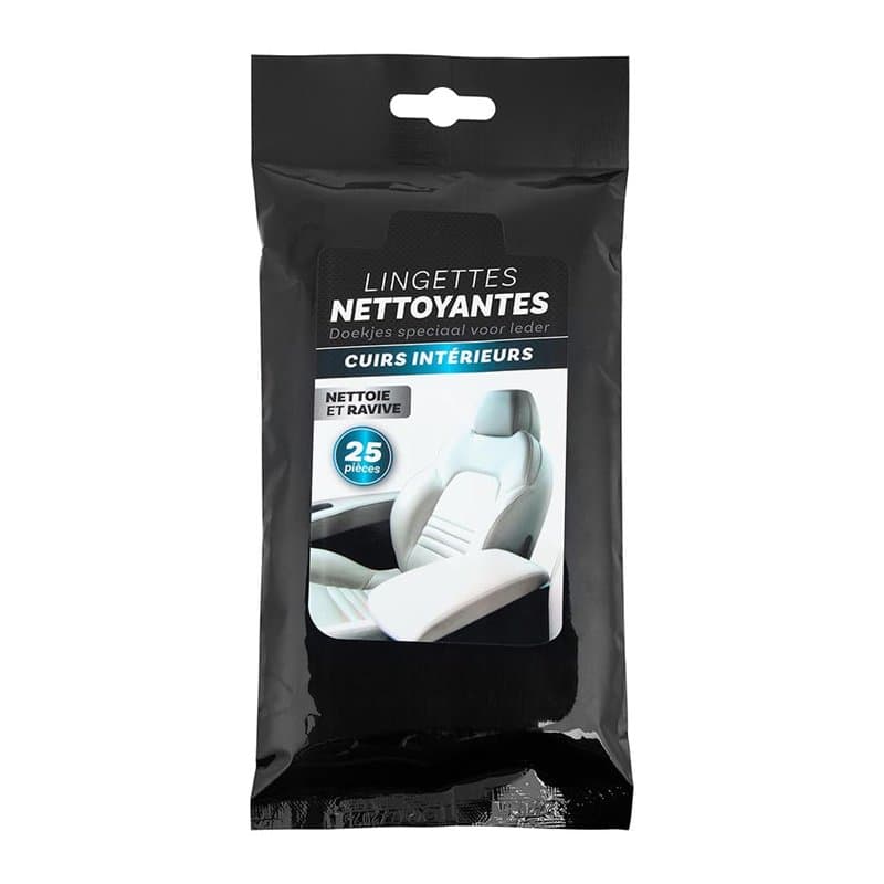 TURBOCAR - Lingettes nettoyantes, lingettes nettoyantes voiture - Lingettes nettoyantes spécial cuir - Sachet refermable de 25 l