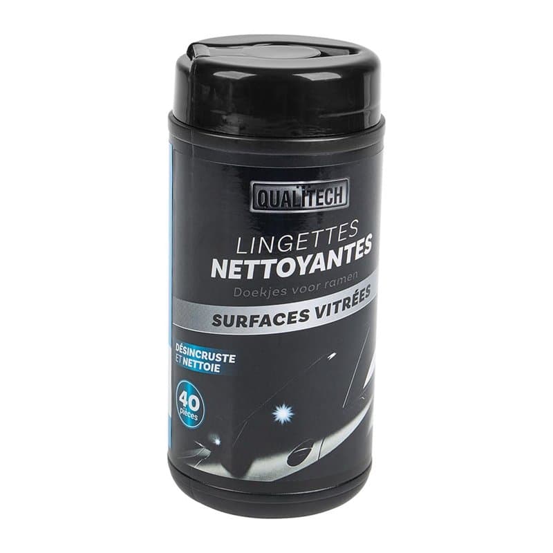 TURBOCAR - Lingettes nettoyantes, lingettes nettoyantes voiture - Lingettes nettoyantes surfaces vitrées - Boîte refermable de 4