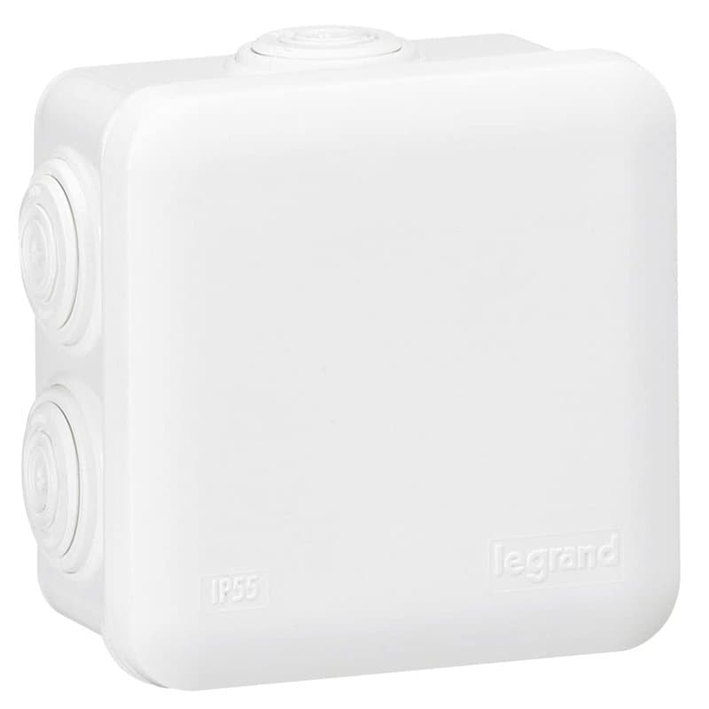 LEGRAND | Boîte De Dérivation 80x80 Blanche Plexo, Fermeture Par Enclipsage, Étanchéité IP55 Avec Bouchons De Protection, 7 Entr