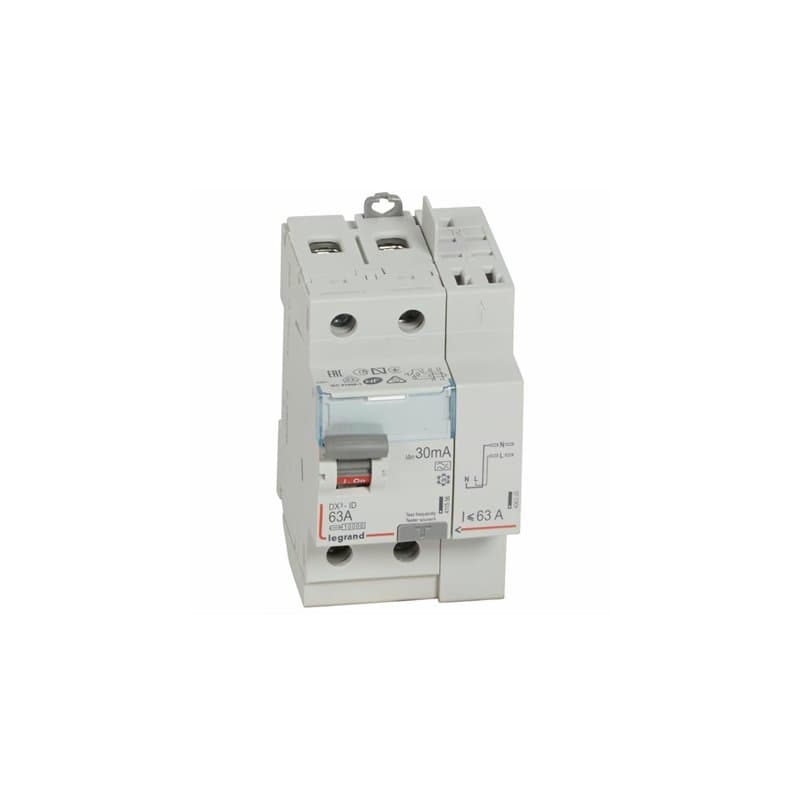 411639 Interrupteur Différentiel Dx3 2p 63a Type A 30ma Arrivée Haute + Départ Haut - 3 Modules - Legrand