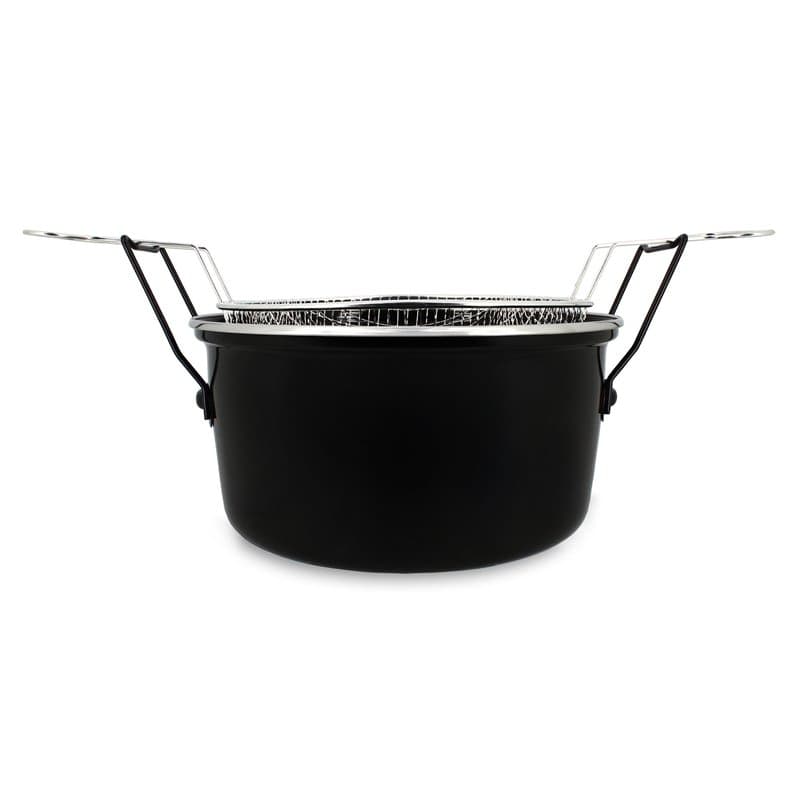 MENASTYL - Friteuse du Nord 28cm en acier émaillé noir et bord chrome - Panier inclus, pour des frites maison délicieuses - 3645