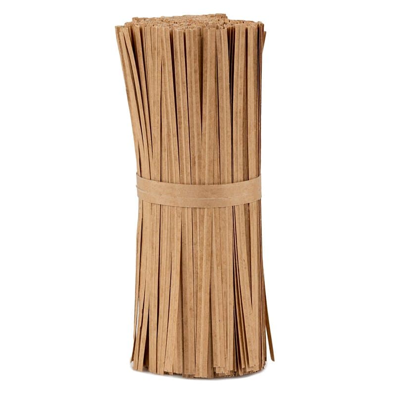 La Cordeline 1000 Liens Twist torsadés Papier Kraft+Fil métal 15cm pour Sacs, sachets, Serre-câble, Naturelle