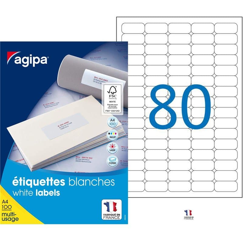 Apli 102163 Boîte de 8000 Etiquettes multi-usage A4 35,6 x 16,9 mm