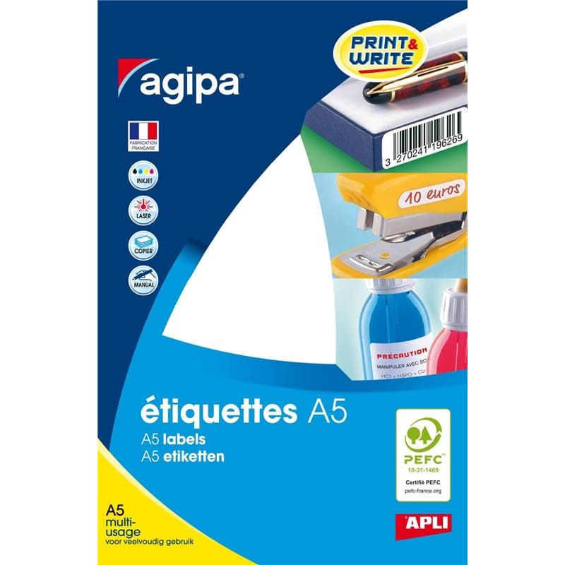 APLI 114012 - Etui de 512 étiquettes blanches multi-usage 24x33,5 mm
