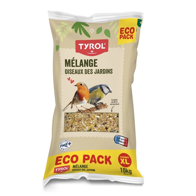 Tyrol - Mélange de Graines Oiseaux Extérieur du Ciel et Sauvages 10kg - Nourriture pour Rouge-Gorge, Pinson, Mésange - Sac de Gr