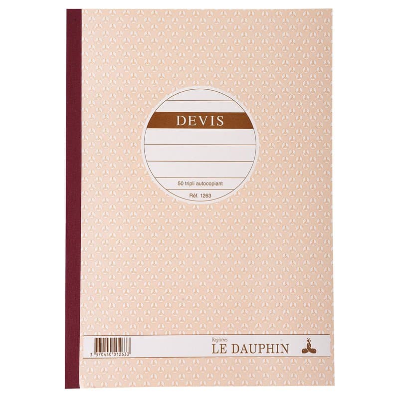 Le Dauphin - Réf. 1263D - Lot de 5 manifolds DEVIS - papier autocopiant - triplicata (1 original et 2 copies) - 50 feuilles - fo