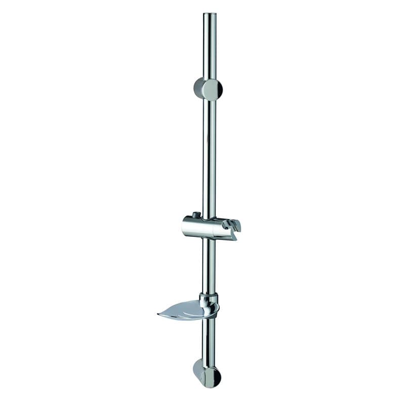 Wirquin 60723474 Barre de douche Ø25 en inox avec curseur en ABS chromé ajustable et porte-savon, chromé