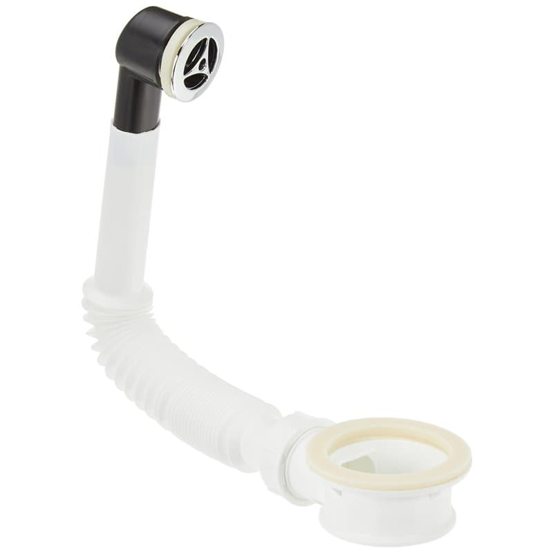 Wirquin 30718718 Kit de trop-plein flexible en plastique pour lavabos, blanc et chromé