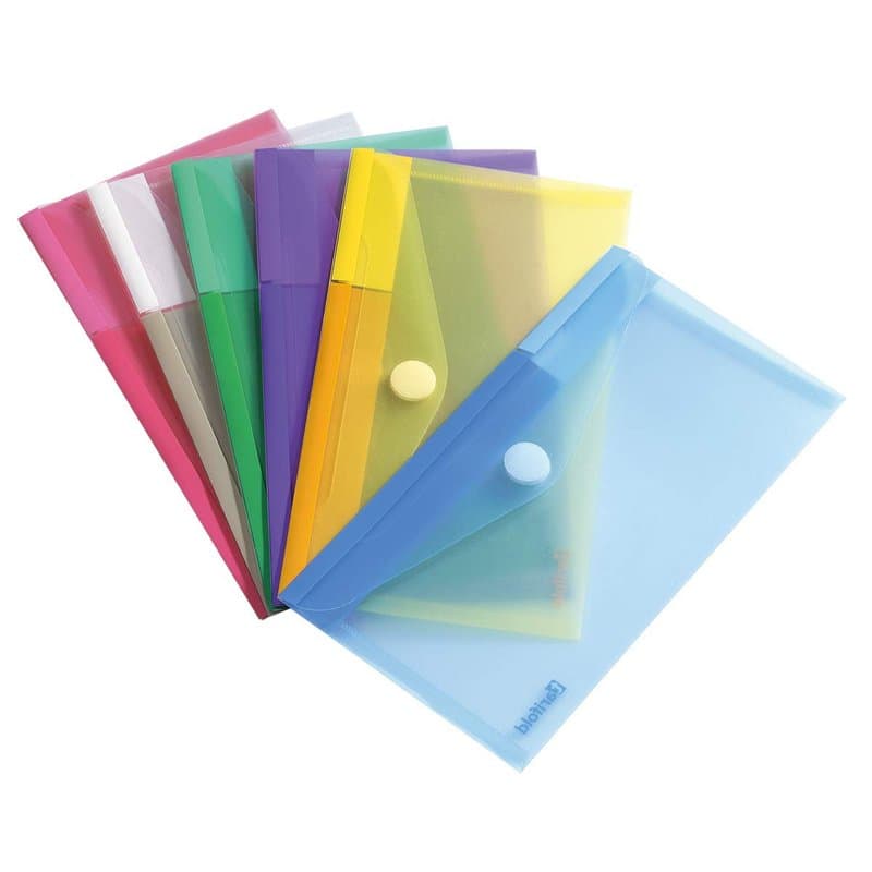 Djois Made by Tarifold 6 Enveloppes Recyclé Porte-Documents Plastique Non Perforées Fermeture Scratch Format M65 / Chèque - 6 Co