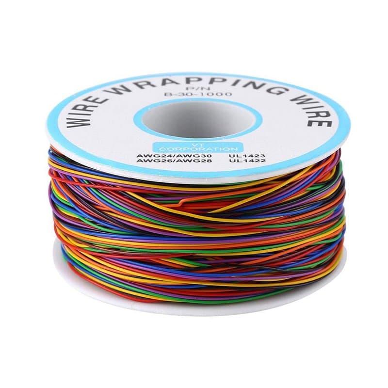 Câble Electrique de Cuivre Etamé Isolant 250 m 30AWG P/N B‑30‑1000 8 Couleur Fil Électrique pour le Test Electronique de Carte M