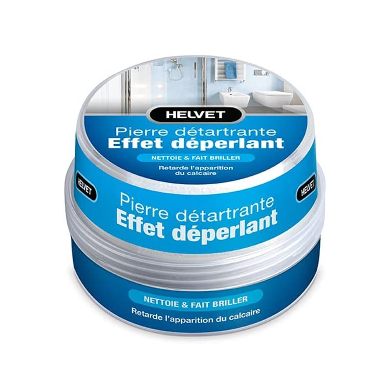 HELVET Pierre Blanche de Nettoyage – Spécial Salle de Bain – Détartre facilement la Douche et offre un effet Déperlant