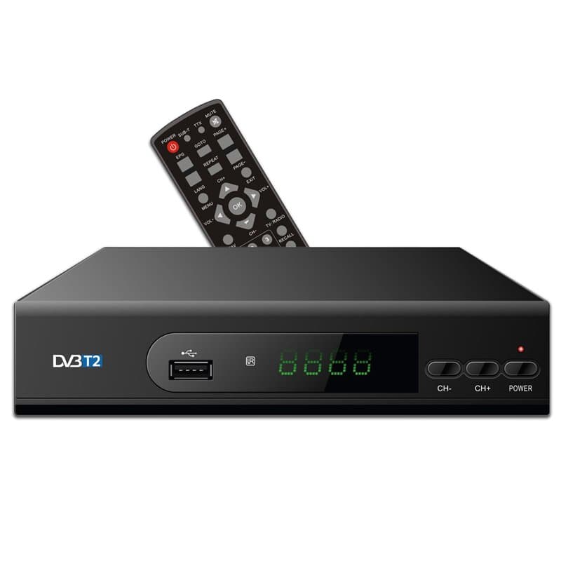 APM Décodeur TNT FULL HD, DVB-T2, Adaptateur TNT, Boîtier TNT, Standard DVB-T DVB-T2, Demodulateur Plusieurs Formats Multimédia,