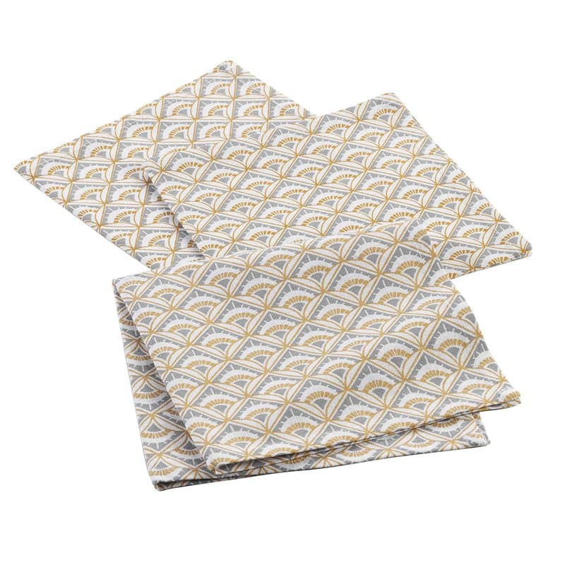 Douceur d'Intérieur, 3 Serviettes de Table (40 x 40 cm) Meridienne, Coton Imprimé