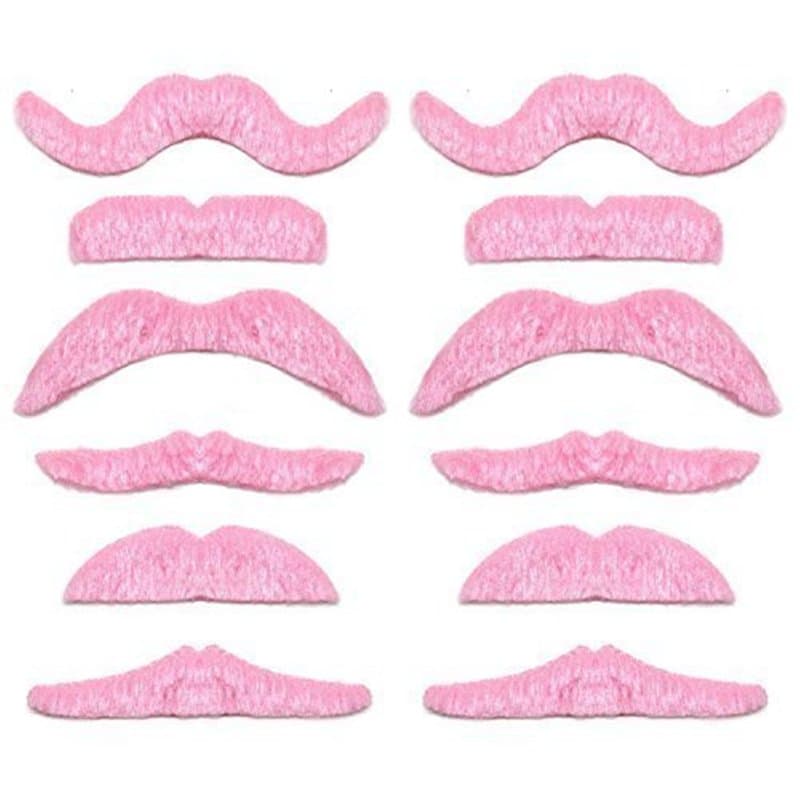 rose duveteux auto-adhésif assortis déguisementlacet Halloween Moustache - Pack de 12