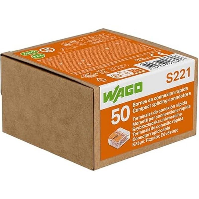 Wago Boîte de 50 Bornes de Connexion 3 Entrées S221 – Installation Facile et Sécurisée pour Tous Vos Projets Électriques