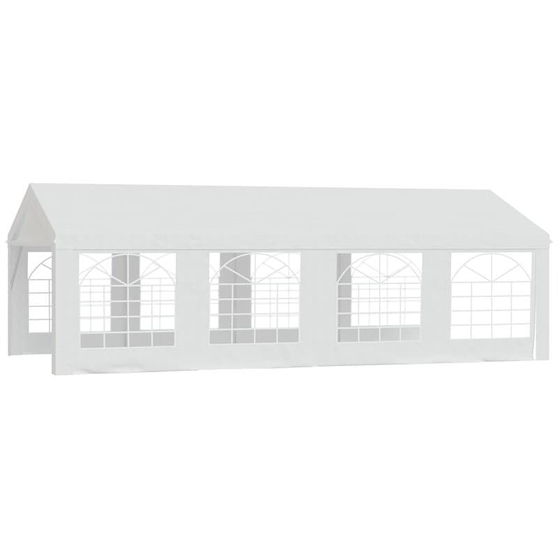 Outsunny Chapiteau Barnum Tente Barnum tonnelle de réception chapiteau de Jardin 8 x 4 x 2,8 m polyéthylène 8 fenêtres et Acier