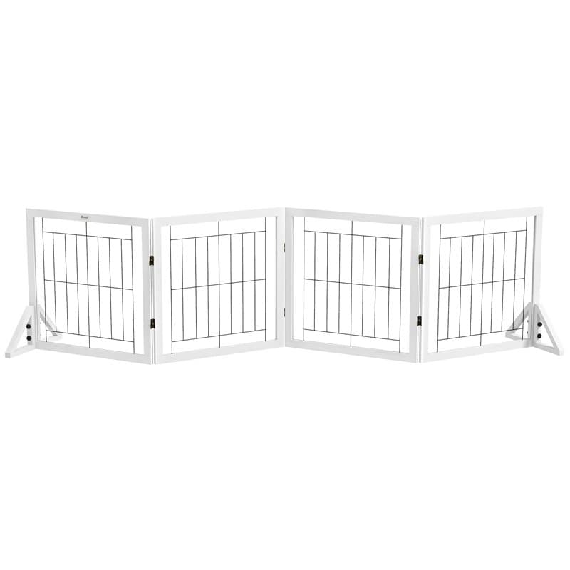 PawHut Barrière de sécurité pour Chien barrière de Protection à 4 Panneaux Pliante clôture pour Animal Domestique en Bois - dim.