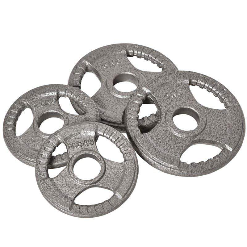 HOMCOM Disques de poids 2,5/2,5/5/5 kg, 4 poids musculation pour 5 cm barres olympiques, disques d'haltères pour musculation, fi