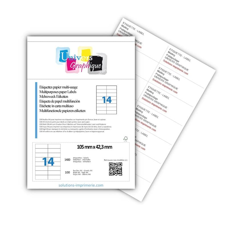 100 planches de 14 étiquette adresse pour publipostage sur WORD imprimante jet d'encre et laser. autocollante pour imprimer adre