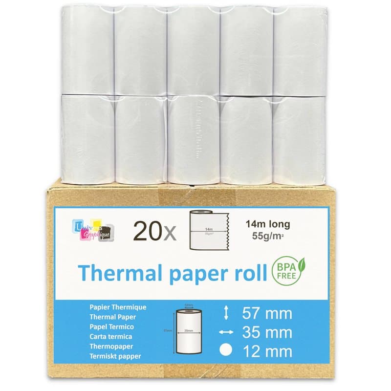 20 petits Rouleaux d'Addition pour Calculatrice avec Imprimante Calculatrices de Bureau impression Impact non thermique papier o