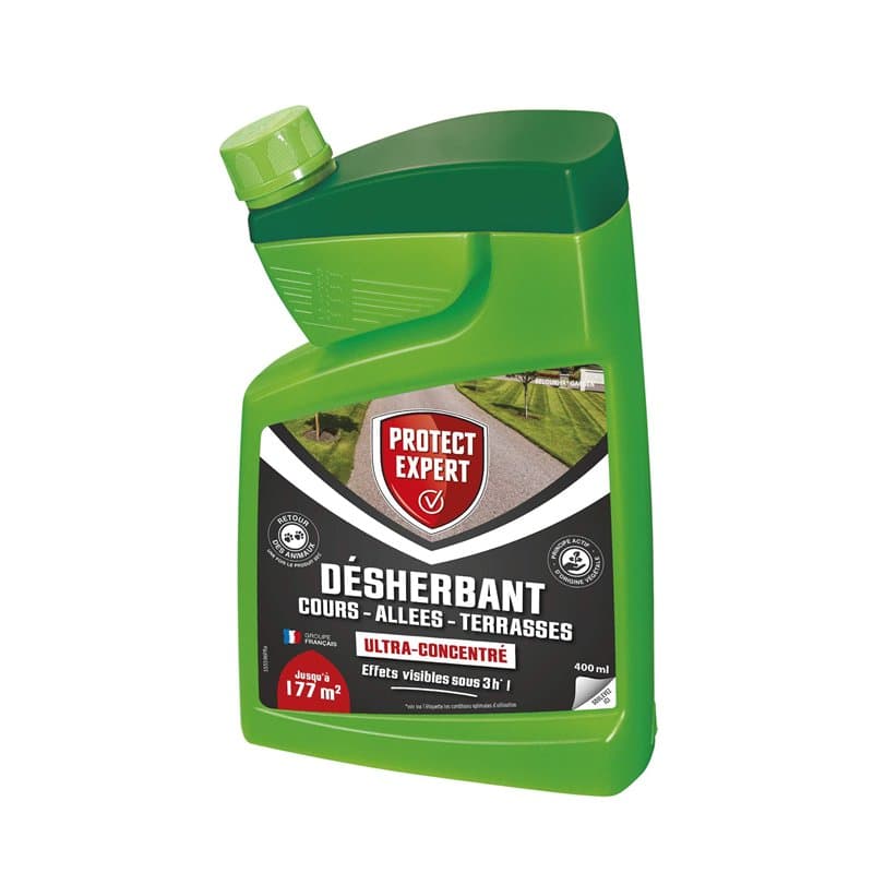 PROTECT EXPERT PROCOURB400 Désherbant Grandes Cours, Allées Ultra Concentre 400 ML Agit par Contact Et Permet D'éliminer Les Pri