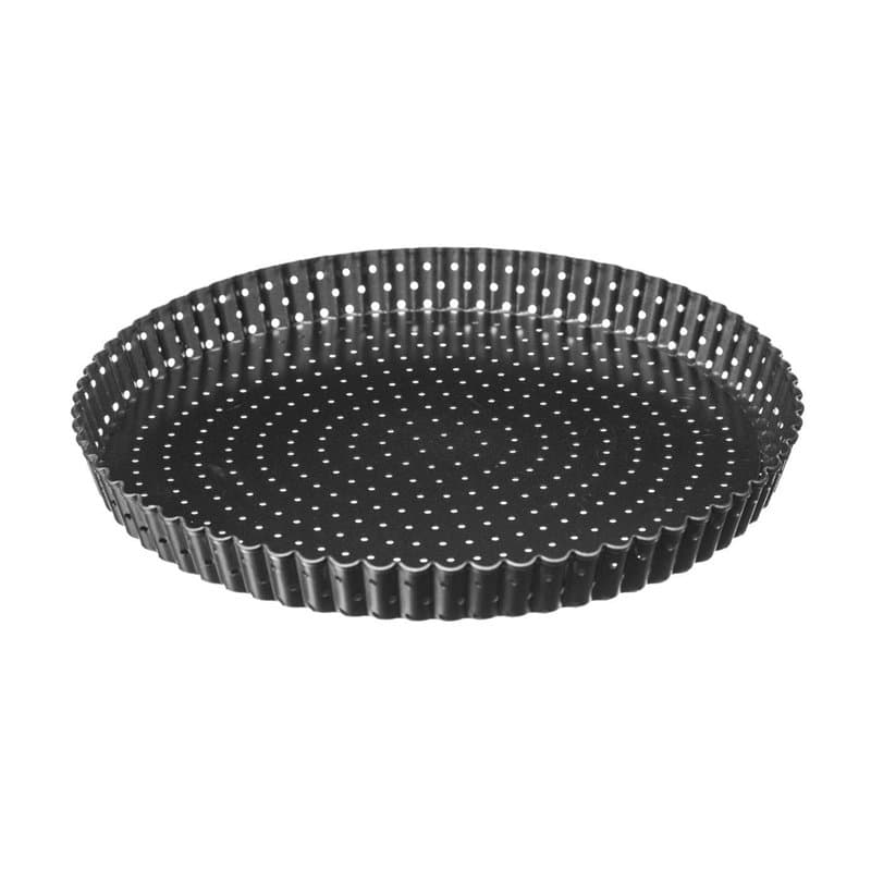 VITA PERFETTA 1 x Moule à Tarte Perforé, Moule à Quiche, Moule à Gâteau Rond, Revêtement Anti adhésif, Fond Amovible, Acier au c