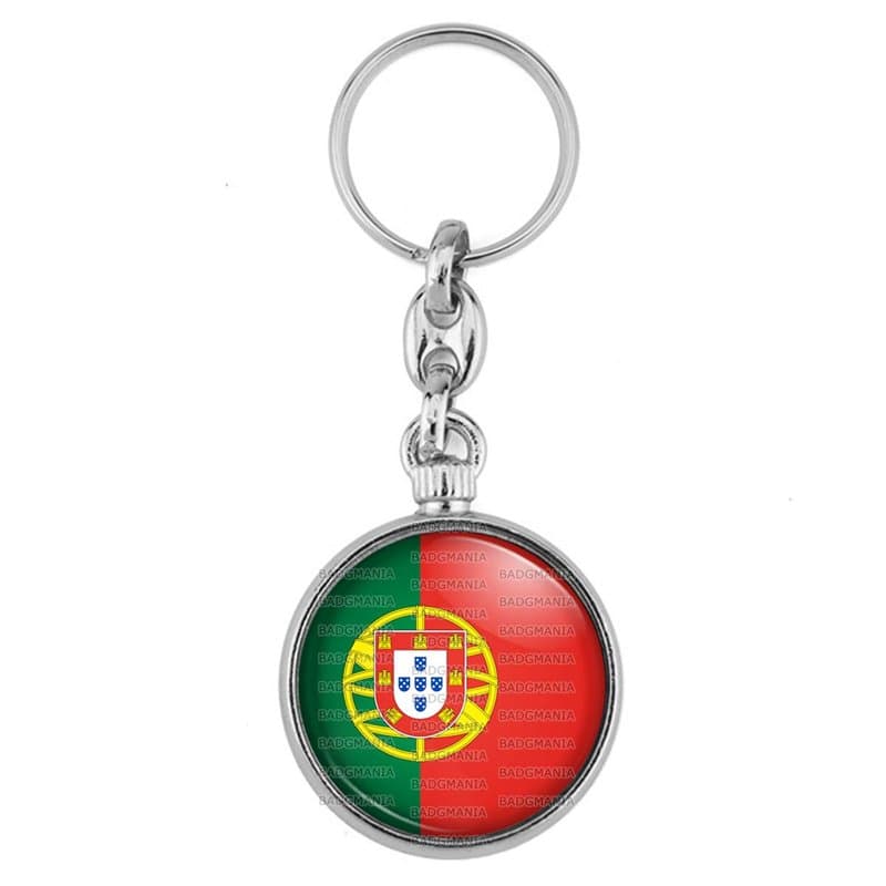 Badgmania Porte Clés Métal 2 faces Drapeau Portugal Portuguais Portuguese Flag Embleme Logo 33mm
