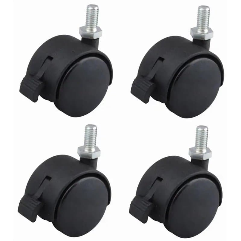 cyclingcolors 4x roulette de meuble 40mm pivotante avec frein noir nylon fixation par vis M8x15 charge 40kg / roue