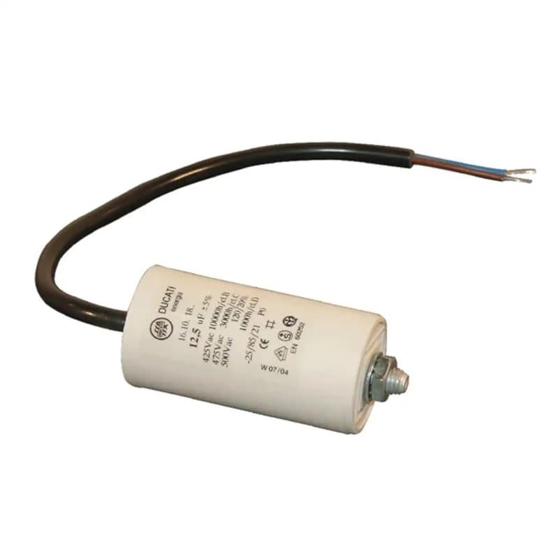 cyclingcolors Condensateur de démarrage universel avec câble 2 fils 2µF 450V Ø28mm longueur 57mm fixation M8 Permanent Moteur Ap