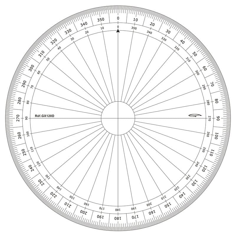 GRAPHOPLEX Rapporteur cercle entier 20cm degrés Transparent