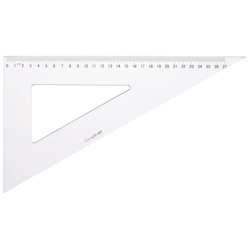 Graph'it - Equerre Plastique Transparente Graduée 30 cm - 60 Degrés - Outil de Dessin Scolaire et Professionnel - Double Bordure