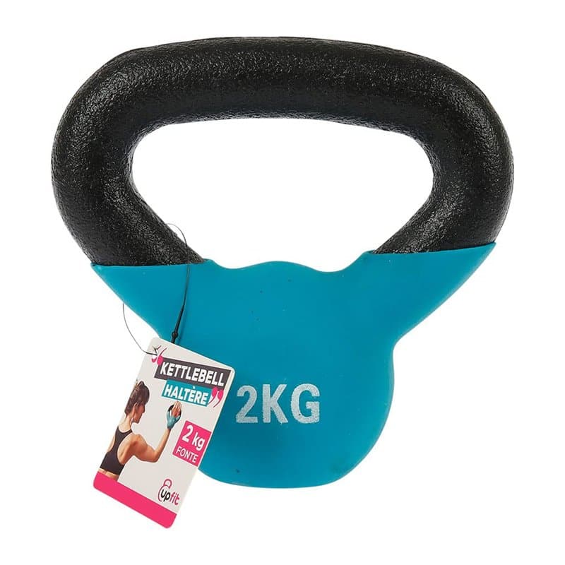 UPFIT - Haltère 2kg, kettlebell - A l'unité - Prise en main facile et confortable - Forme étudiée afin de pouvoir faire différen