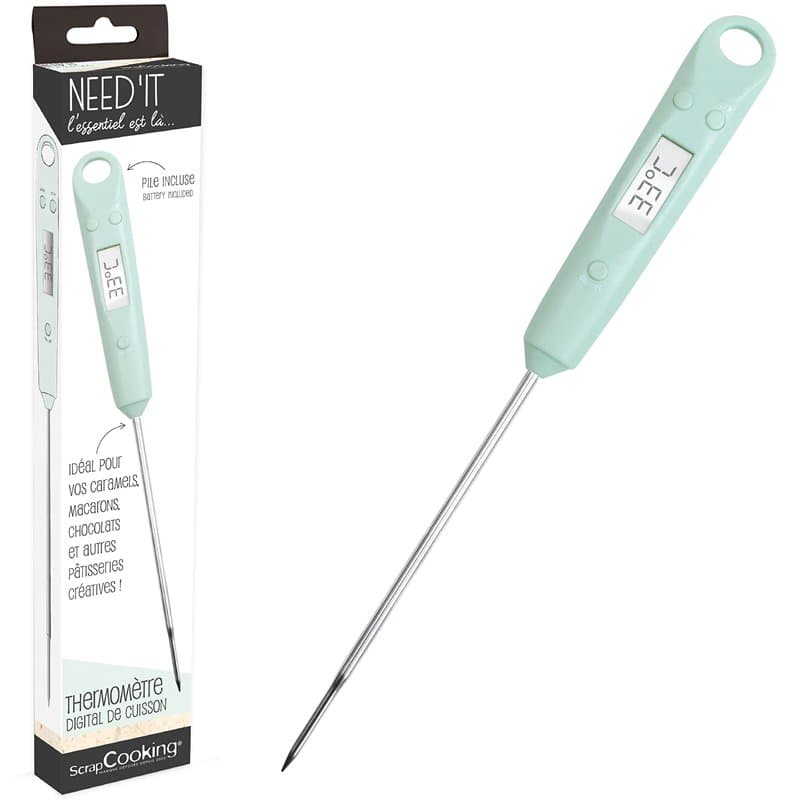 ScrapCooking - Thermomètre Digital Cuisine Pâtisserie Need’it - Compatible Induction - Thermomètre Alimentaire avec Sonde Inox &
