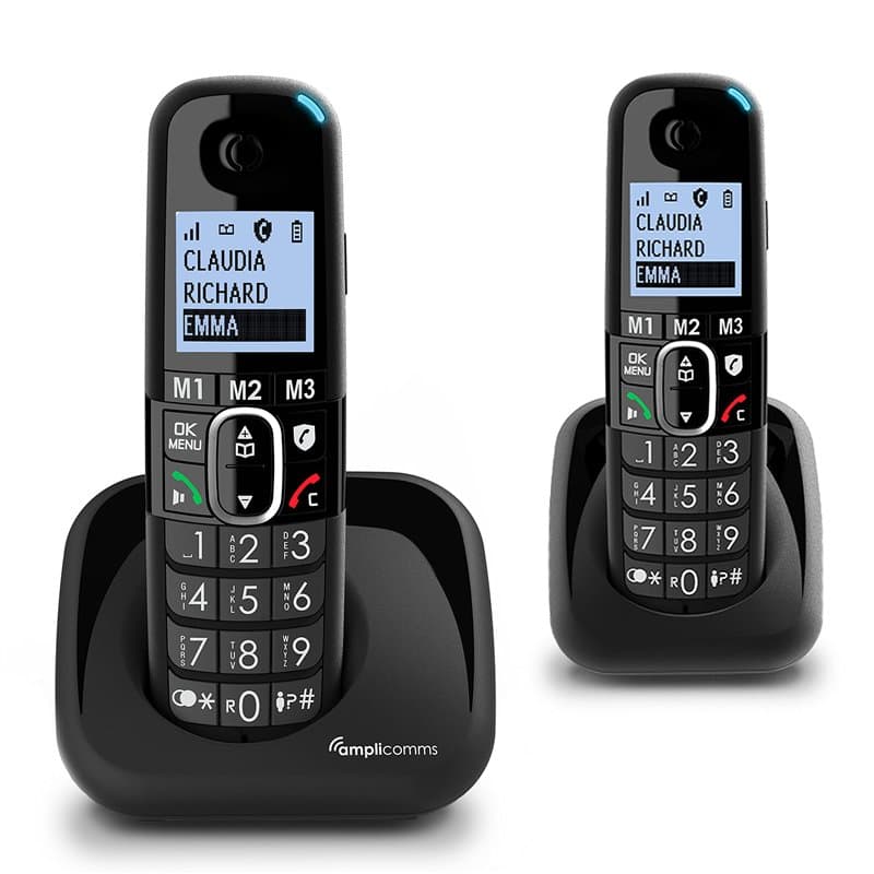 Amplicomms BigTel 1502 Duo, téléphone DECT sans Fil à Grosses Touches, 2 combinés, Audio-Boost, sonneries puissantes, Compatible