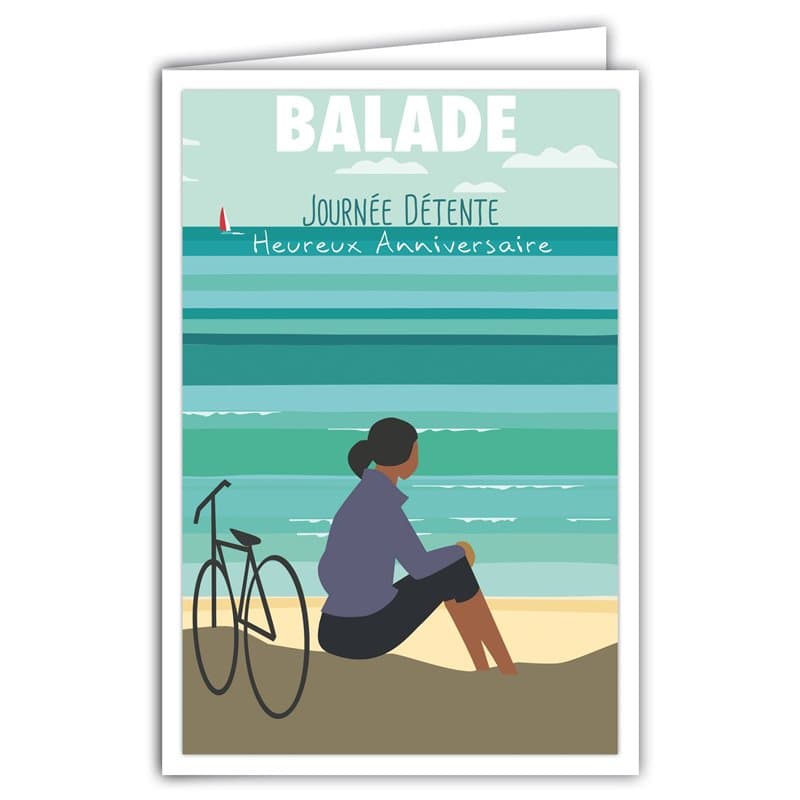 AFIE 69-4302 Carte Heureux Anniversaire - Enveloppe - pour Jeune Fille ou Femme - Mini Posters Format 17x11,5cm - Vélo Balade Pr