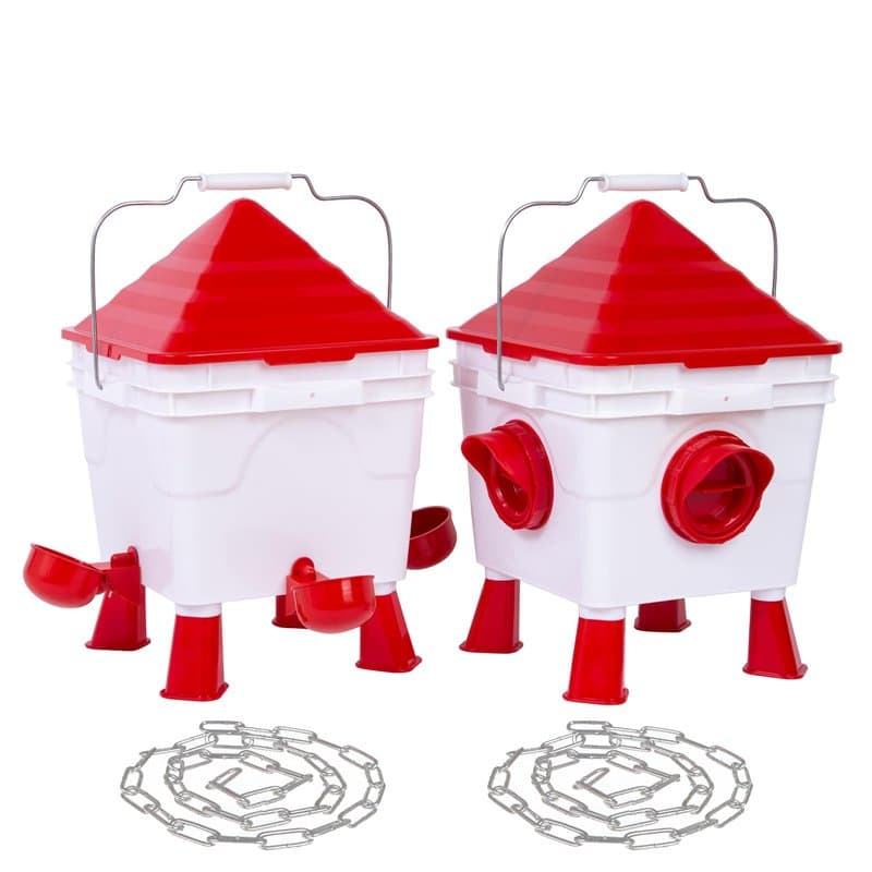 Todeco Mangeoire Poules et Abreuvoir Poules Ensemble, 6Kg Mangeoire Poule et 8L Abreuvoir Poule Automatique pour Volailles avec