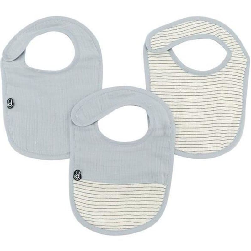 Lot x3 bavoirs - DOMIVA - 6-12 mois - Gaze de coton - Bleu vintage
