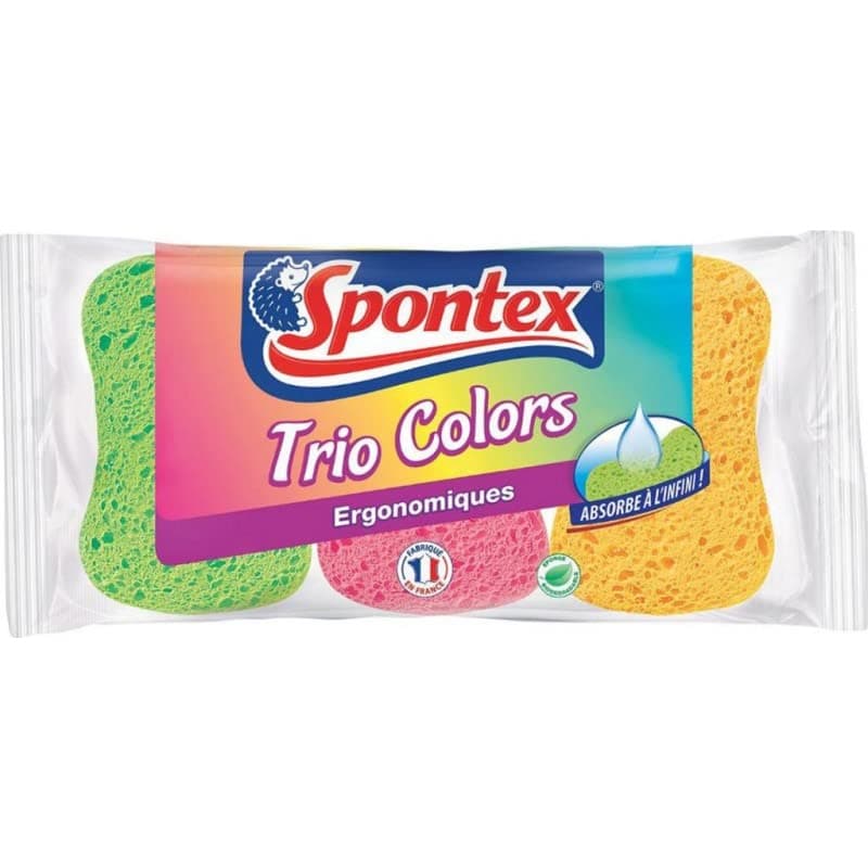 Spontex Eponges Trio Colors Ergonomiques par 3 (Lot de 6 Soit 18 éponges